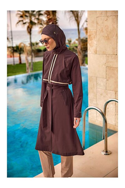 LC Waikiki Marina Tam Kapalı Kuşaklı Tunik Su Tahliye Panelli Tesettür Mayo M...