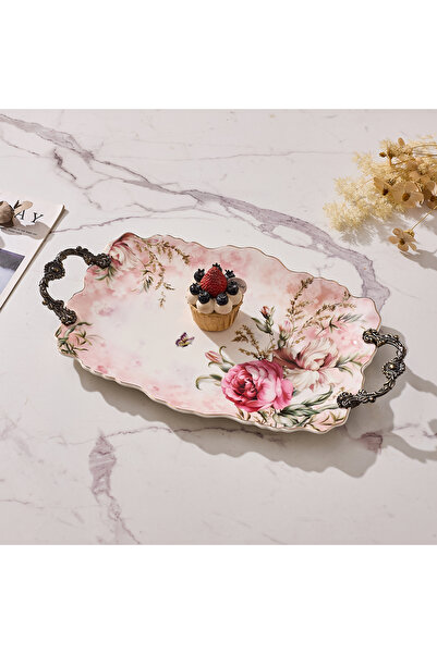 Malooki Οβάλ πορσελάνινος δίσκος σερβιρίσματος, με vintage floral σχέδιο, με ...
