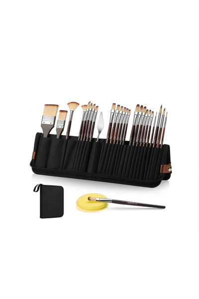 HANNAH Σετ 26 τεμαχίων ακρυλικών και ακουαρέλα βουρτσών – Φορητά επαγγελματικ...