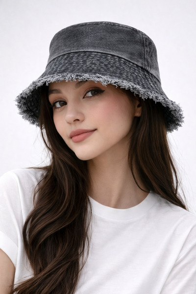 Zeramine 2024 Γυναικείο Τζιν Καπέλο Bucket Μαύρο