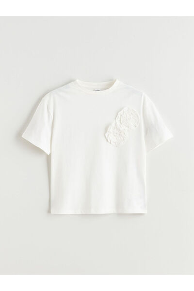 LC Waikiki Vizyon New Season Floral Detailed Crew Neck Girls' T-Shirt