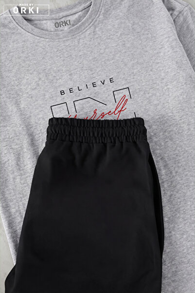 EFFRENATU Ανδρικό Σετ με Μπλουζάκι με Στάμπα "Believe Yourself " σε Μεγάλο Μέ...