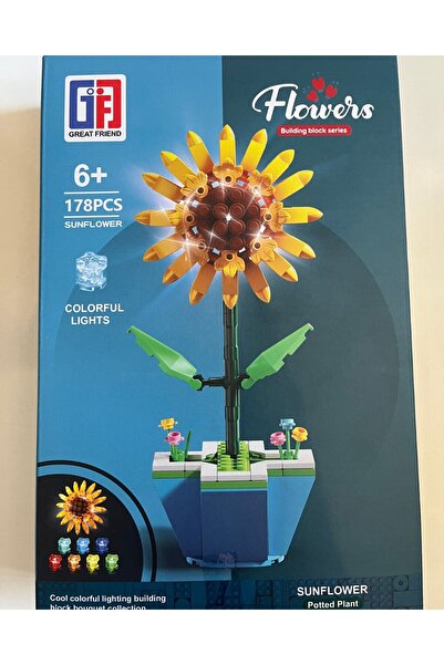 mavi su dünyası Işıklı Çiçek Lego | Işıklı Çiçekli Lego | 178 Parça Saksılı A...