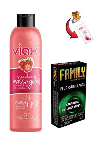 Viaxi Çilek Aromalı Masaj Yağı 177ml x 1-Kabartma Yüzeyli Aloe Veralı Prezerv...