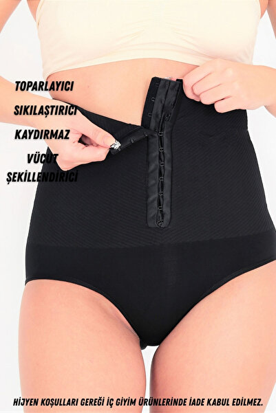 LEBRA Γυναικείο μαύρο εσώρουχο ψηλόμεσο για σύσφιξη κοιλιάς με αγκράφες, αντι...