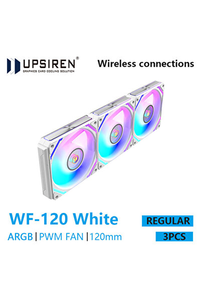 Choice5 مروحة هيكل UPSIREN WF-120 ARGB PWM عدد 3 قطع، لون أبيض عادي، A-RGB، م...