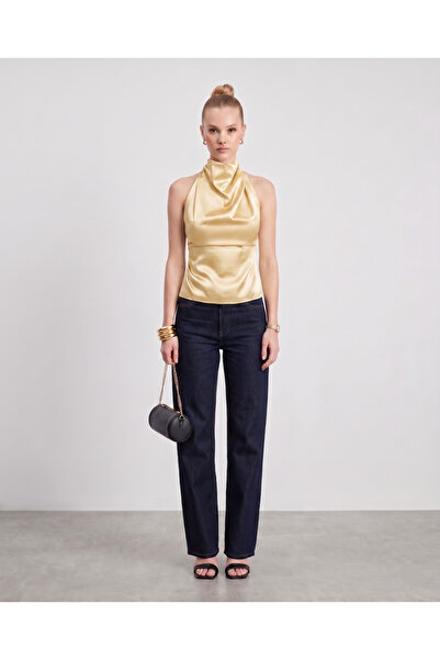 BY SE'MAS WEAR Σατέν Μπλούζα με Ανοιχτή Πλάτη Premium
