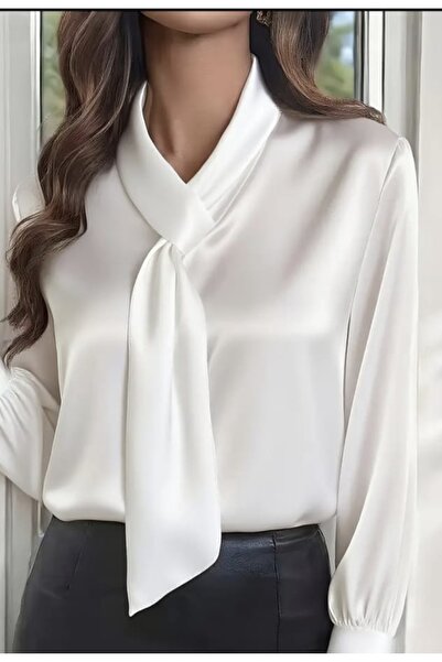 By Kul Design Γυναικεία Μπλούζα με Λεπτομέρεια από Σατέν Σάλι