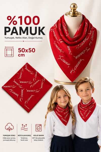 Eva&Rose Kırmızı Ay Yıldız Türk Bayrağı Temalı Pamuk Kumaş Fular - Bandana 23...