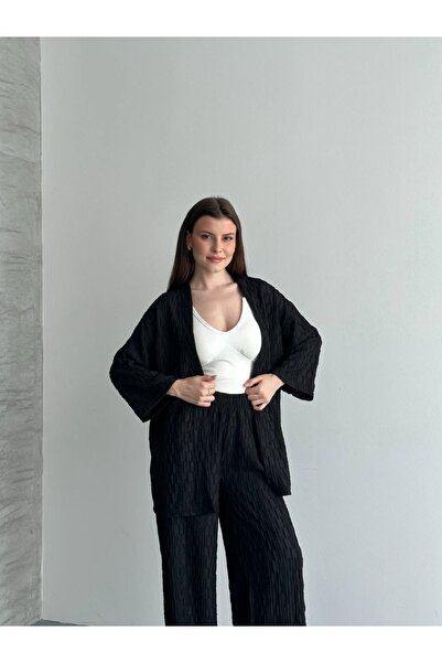 Hazinedan Γυναικείο άνετο κιμονό με φαρδιά παντελόνια, καλοκαιρινό κομψό κιμονό