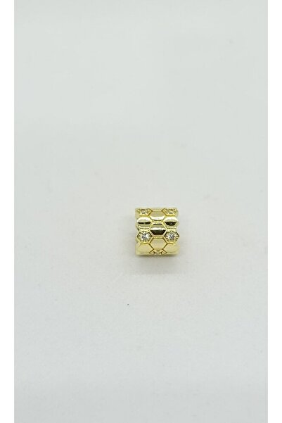 ndjewelry Taş Detaylı Petek Desen Gold Kolye Ucu