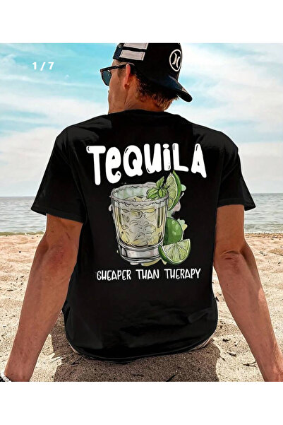 Oceanwear Tequila Therapy Tee Design Printed Short Sleeve Crew Neck White -Be...