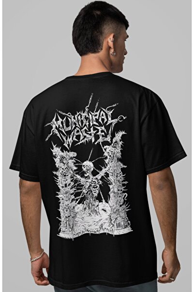 SEVBANO Tricou unisex supradimensionat cu imprimeu pe spate Municipal Waste R...