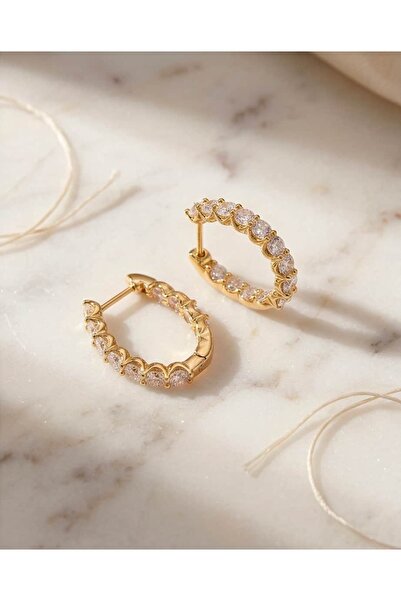 Portakal Esintisi Virela Round Zircon Stone Full Tour Hoop Steel Xuping Earrings
