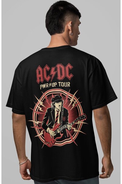 SEVBANO Ac Dc Rock Metal Music Band Back Printed Unisex Oversize T-Shirt