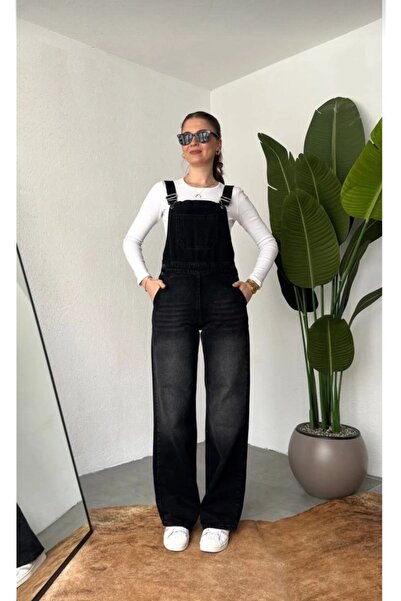 eyonnwear Τζιν ολόσωμη φόρμα Y2K με φαρδιά μπατζάκια, λεπτομέρειες στις τσέπε...