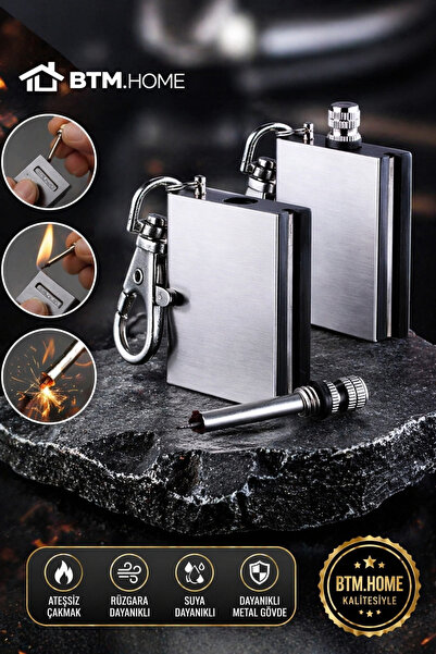 btm home Magnezyum Ateşleyici Metal Kibrit Çakmak Anahtarlık Tip Rüzgara Daya...