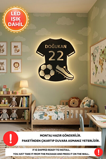 Dekorvin Kişiye Özel Forma Kapı İsimlik Yazısı Duvar Süsü Çocuk Odası Duvar S...