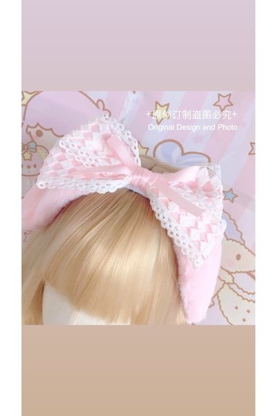 synshop My Melody Peluş Çocuk Peluş Tavşan Kulak Taç Pembe Fiyonk Taç Kawaii Sevimli Günlük Parti