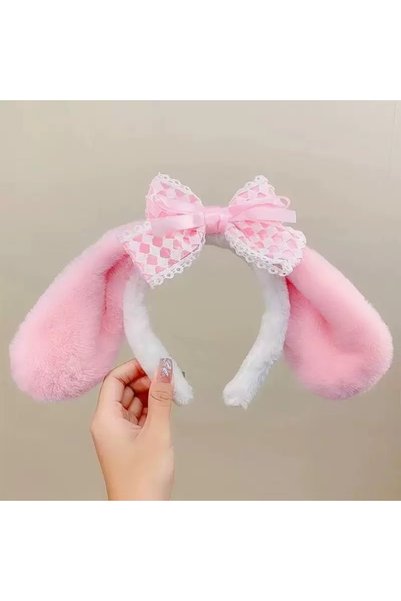 synshop My Melody Peluş Çocuk Peluş Tavşan Kulak Taç Pembe Fiyonk Taç Kawaii Sevimli Günlük Parti