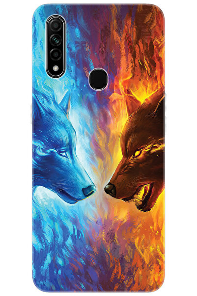 Ceppare Oppo A31 (CPH2015) Uyumlu Kılıf Desen Baskılı Silikon Alev ve Kurtlar...