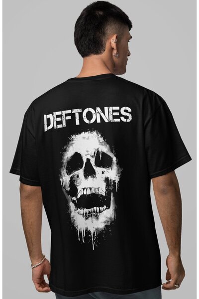 SEVBANO Tricou supradimensionat unisex cu imprimeu pe spate Deftones Rock Met...