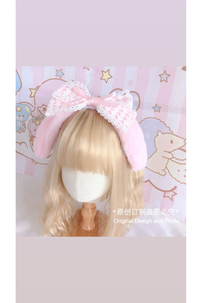 synshop My Melody Plush Παιδικό βελούδινο στέμμα αυτιού κουνελιού με ροζ φιόγ...