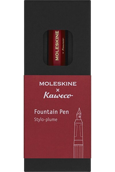 Moleskine Kaweco Fountain Pen, Medium Nib, Red with Blue Ink, Plastic