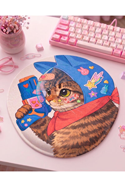 matizya Cute Tasarım Kedi Bilek Destekli Mousepad – Renkli Estetik Pastel Mou...