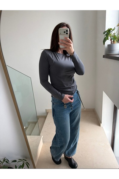 ALUXERA Studio Store Γυναικεία μακρυμάνικη μπλούζα, ελαστική, γκρι – ALUXERA ...