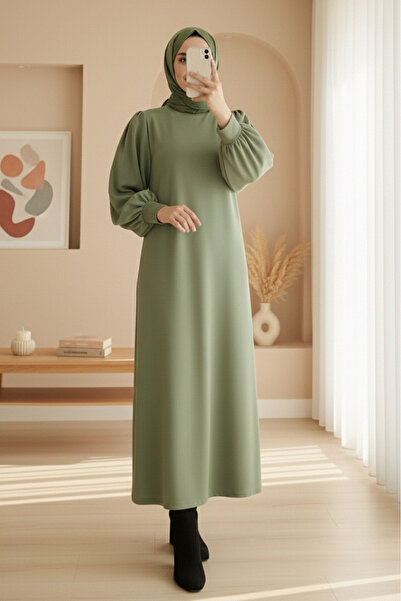 Modamorfo Φόρεμα με στρογγυλή λαιμόκοψη και μακριά μανίκια -çağla Y.