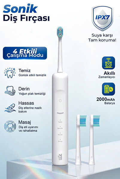 7GO 7GMF2 Sonic Elektrikli Diş Fırçası Beyaz – 2000mAh, Type-C Şarjlı, IPX7 S...
