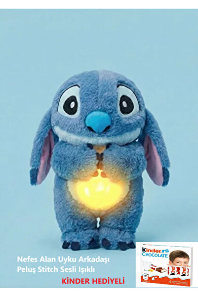 marimari Nefes Alan Uyku Arkadaşı Peluş Stitch Sesli Işıklı Kulakları Hareket...