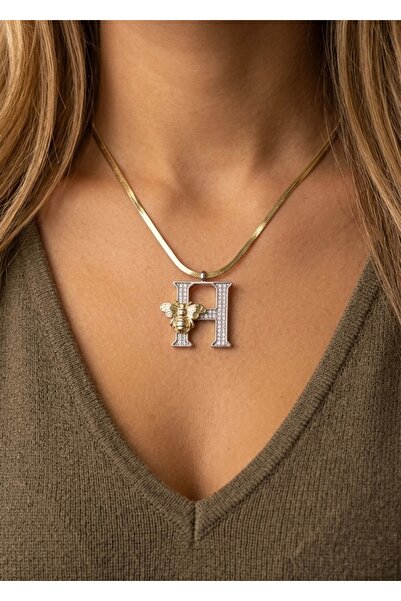 İNN JEWELLERY 316L Steel Necklace, Tarnish-Resistant, with Letter H Figure (2...