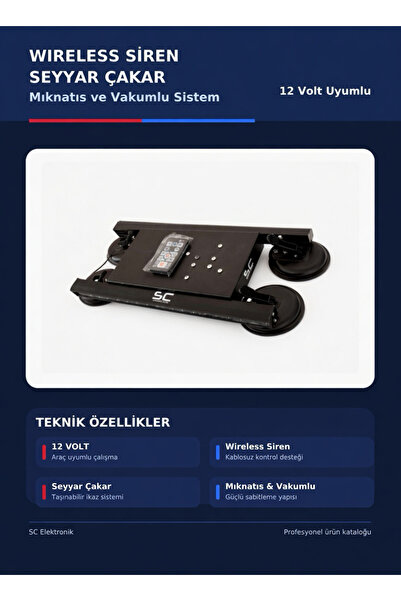 SC Seyyar wireless sirenli Tepe Lambası
