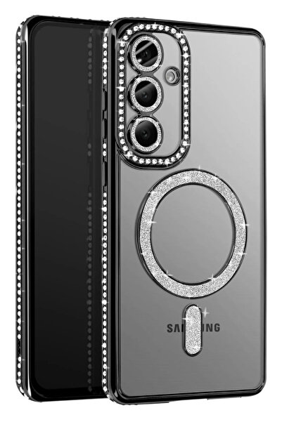 Rivor Samsung Galaxy A57 Uyumlu Kılıf Kamera Korumalı Simli Magsafe Şarj Dest...