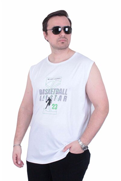 Starbattal Αμάνικο μπλουζάκι με στάμπα μεγάλου μεγέθους Μπάσκετ 26123 ΛΕΥΚΟ