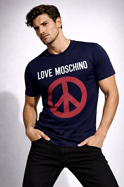 Love Moschino 100% Cotton Regular Fit Large Peace Logo t Shirt