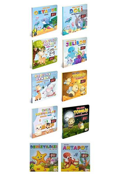 0-6 Yaş Yayınları 3 Boyutlu Hareketli Kitaplar Serisi Karton 10 Kitap