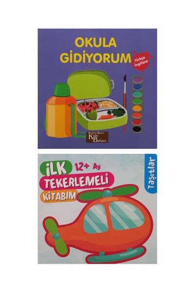 Kids Babies İlk Karton Kitaplarım-Okula Gidiyorum+İlk Tekerlemeli Kitabım Taş...