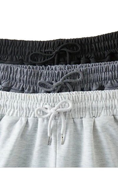 SURMARİ Σετ 3 άνετα αθλητικά σορτς Unisex χτενισμένα βαμβακερά