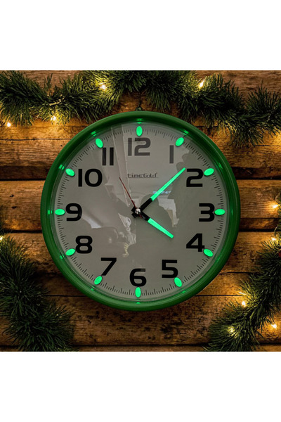Time Gold Φωσφορίζον Ρολόι Τοίχου που Λάμπει στο Σκοτάδι, Αθόρυβο, Πράσινο, 2...