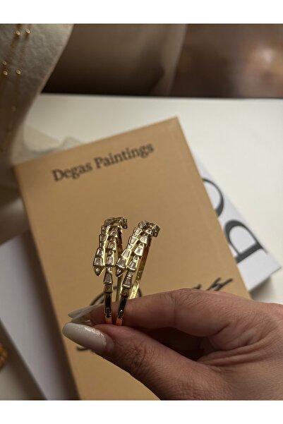 MOD10 Helen Jewerly yılan model zirkon taşlı çelik bilezik kelepçe 1 adet