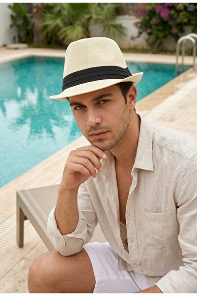 LAGRANZE Κλασικό ανδρικό καλοκαιρινό ψάθινο καπέλο της σειράς Jackson