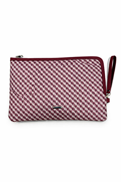 SHIKIRTI Γυναικεία τσάντα Clutch & Portfolio σε μπορντό χρώμα με μοτίβο ζιγκ-...