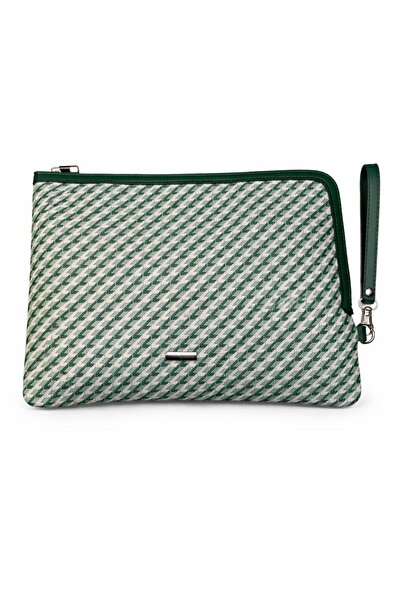 SHIKIRTI Γυναικεία τσάντα πορτφόλιο και clutch με πράσινο χρώμα και σχέδιο ζι...