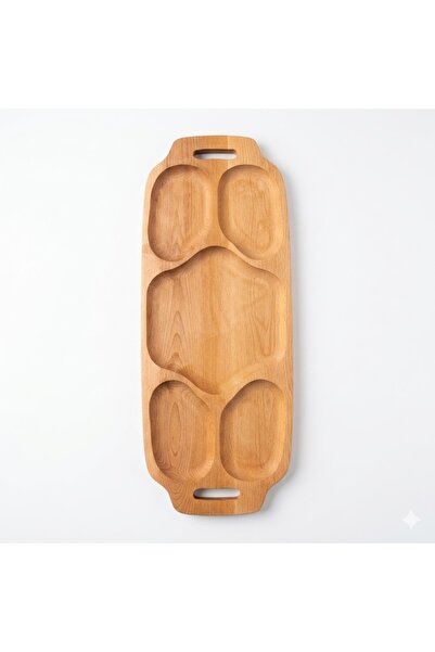 OEM Γιγάντια Ξύλινη Πιατέλα για Σερβίρισμα Ορεκτικών, 73 εκ., με 5 Θήκες και ...