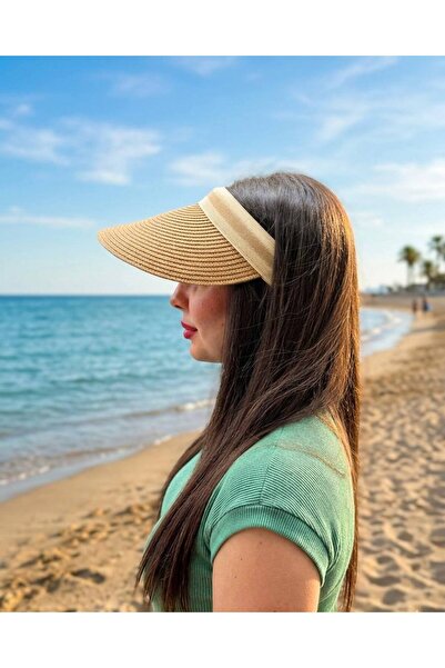 MD Moda Accessories قبعة واقية من الشمس بلون بني فاتح