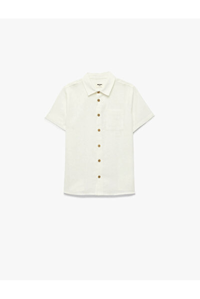 Koton Πουκάμισο για αγόρια από μείγμα λινού και βισκόζης σε ανοιχτό λευκό χρώ...