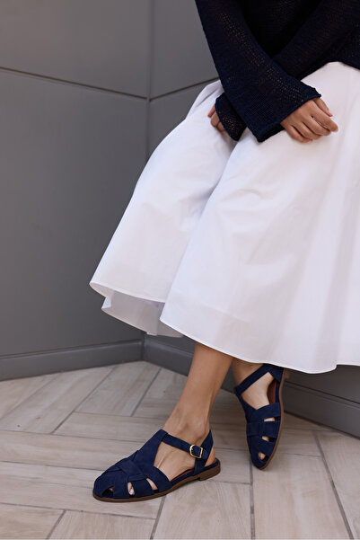 ANGELİNA JONES ZAFFO ΓΥΝΑΙΚΕΙΑ ΣΑΝΔΑΛΙΑ ΜΠΛΕ ΝΑΥΤΙΚΟ ΑΠΟ ΓΝΗΣΙΟ ΔΕΡΜΑ ΜΠΑΜΠΕΤ